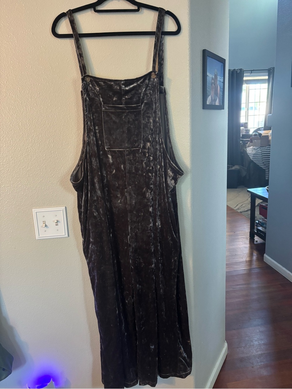 LUUKSE Boho Velvet Bib Overalls Jumpsuit With Pockets Grey 4X